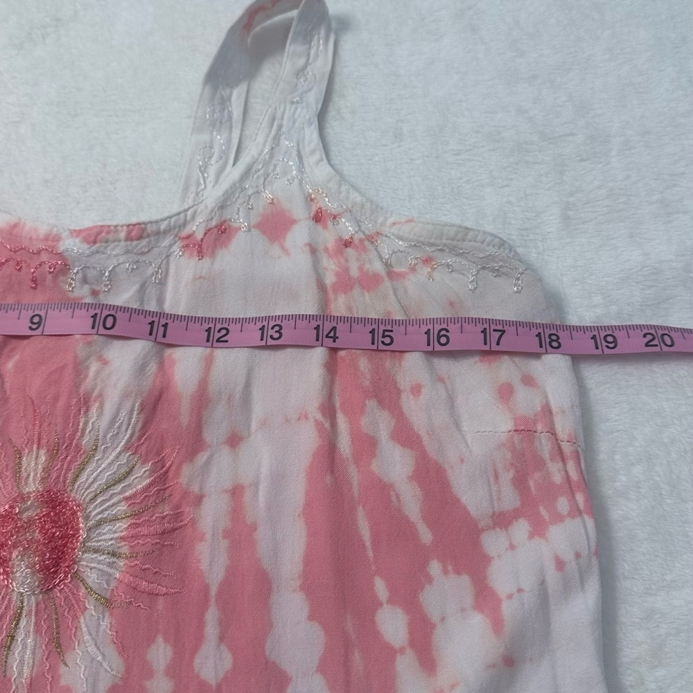 Raya Sun Tie Dye Beachy BOHO Tank Pink and Gray Sleeveless Mini Sundress - Picture 2 of 16